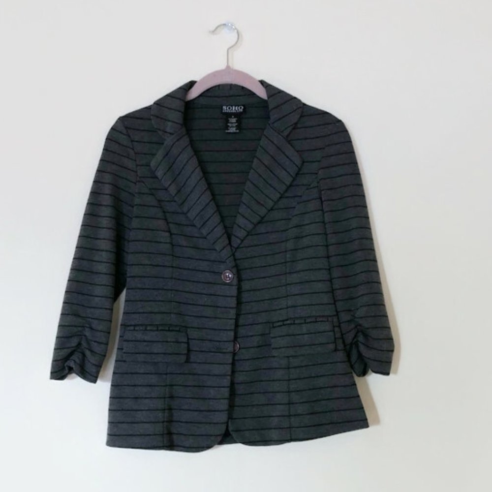 Dark gray blazer with stripes